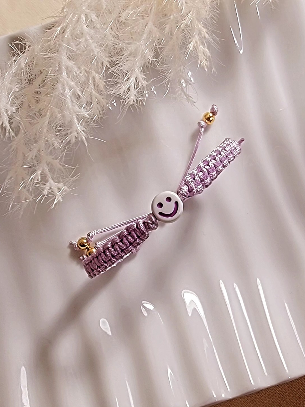 Smiley Macramé Bracelet in Lilac - Women Jewelry Bracelets